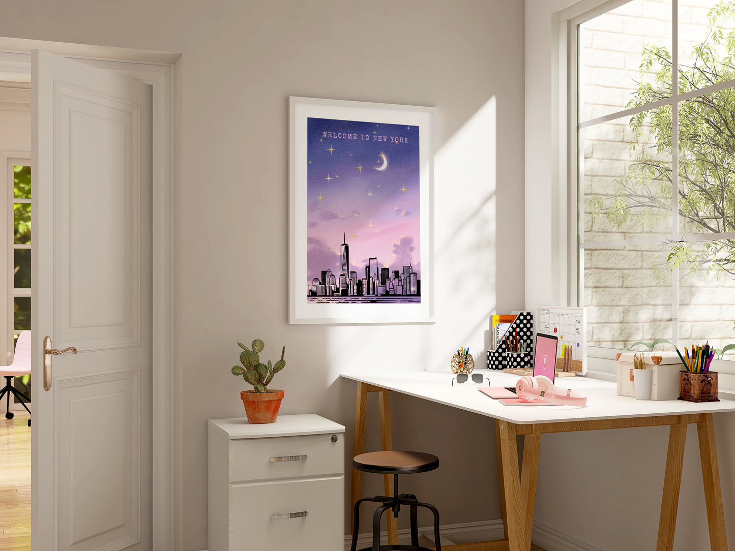 Welcome To New York (Border) Watercolor Swiftie Themed Poster